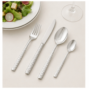 Juego de Cubiertos de Acero Inoxidable Martillado, Cubertería Plateada de Lujo para Bodas, Restaurantes y Hoteles, Suministro al por Mayor - Product Image 4