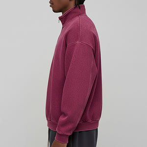 Nouveau sweat-shirt en molleton uni pour homme, coupe oversize, manches classiques, col montant, style décontracté pour l'automne - Product Image 3