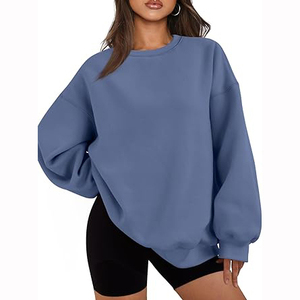 Sweat-shirt oversize en molleton doux anti-boulochage pour femme, col rond confortable, manches longues, coupe ample avec poches, idéal pour la maison, la rue et la salle de sport - Product Image 1