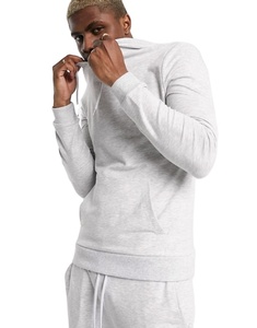 New Arrival OEM Plain Gym Slim Fit Tracksuit With Drawstring Hoodie Men's Plain Cotton Sweat Suit - Product Image 3