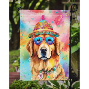 Bandera de jardín Hippie Dawg para amantes de Golden Retriever, pancarta decorativa Multicolor para patio, ilustraciones para camas de flores, buzón - Product Image 3
