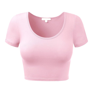 Custom Logo Women's <b>Crop</b> <b>Top</b> T Shirt Comfortable Short <b>Sleeve</b> T-Shirts Custom Sizes Summer Casual Wear - Product Image 1