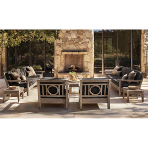 Sillón de Exterior de Lujo Heritage, Madera de Teca Sólida, Reposabrazos Esculpidos, Diseño Geométrico Circular en el Respaldo, Muebles para Hotel - Product Image 6