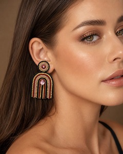 Handmade Zinc Alloy Black White Seed Bead Fringe <b>Drop</b> Earrings for Women Bohemian Long Tassel Wedding Fashion Statement Jewelry - Product Image 2