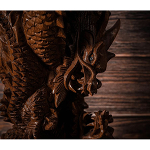 Escultura de Dragón Hecha a Mano, Pieza Decorativa, Obra de Arte Tradicional de Dragón en Madera, Dragón Coleccionable de Madera Sólida de Primera Calidad - Product Image 2