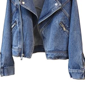 Imprimé respirant écologique Denim veste femmes printemps automne hiver moto manteau noir Punk Biker Rivet poche vêtements d'extérieur - Product Image 3