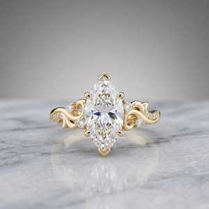 Anillo Art Deco con Diamante Corte Marquesa de 2.02CT, Estilo Clásico, Oro Sólido de 14K, Cultivado en Laboratorio, para Mujer, Estilo Vintage, Regalo de Compromiso - Product Image 2