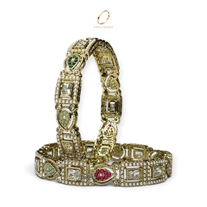 Royal Indian Wedding Zircon Stone Bangles Antique Gold Plated <b>Bracelet</b> Collection Factory Direct at Wholesale Price - Product Image 2