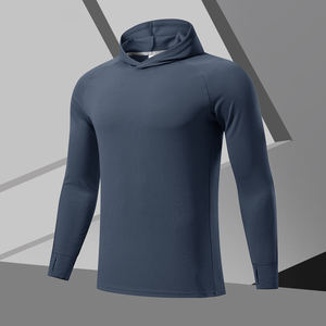 Men's Breathable Quick Dry Summer Gym Hoodie Finger Hole Spandex/Polyester Pullover Athletic Workout Long Sleeve Shirt Running - Product Image 5