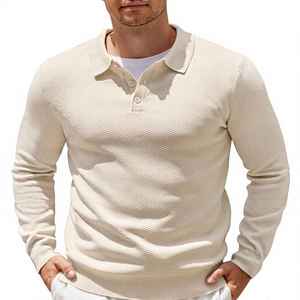 Premium Long Sleeve Regular Polo Shirt With Cashmere Men's Breathable Pima Cotton Casual Polo Top Custom Logo Casual durable - Product Image 3