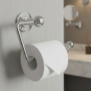 Porte-papier toilette élégant en laiton chromé et verre, style moderne classique, distributeur de serviettes en papier, facile à utiliser et à installer, mural, pour salle de bain, hôtel - Product Image 1