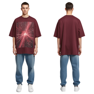T-shirt de luxe pour homme, coupe ample et oversize, avec impression numérique artistique inspirée de la technologie, sérigraphie et impression en relief - Product Image 1