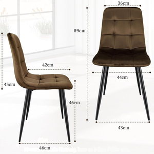 Modern Upholstered Velvet <b>Dining</b> <b>Chair</b> with High Back and <b>Black</b> Metal Legs, Nordic Side <b>Chair</b> for <b>Dining</b> Room, Restaurant & Cafe - Product Image 4