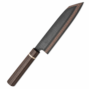 Cuchillo de Trinchar de Acero de Damasco y Cobre con Elegante Mango de Madera Wenge y Latón, Herramienta Profesional para Cocina y Camping, para Carne, Bricolaje, OEM - Product Image 4