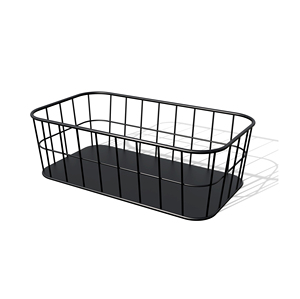Rectangle Metal <b>Wire</b> <b>Storage</b> <b>Basket</b> Modern Style Wooden Base Multi Purpose Neatening Organizer Stackable Design - Product Image 5
