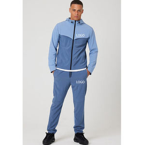 Ensemble de survêtement pour homme à blocs de couleur, veste zippée à col montant et pantalon long, tenue sportive d'automne - Product Image 3