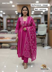 Latest Collection Best Fabric Mul Cotton with Printed Design A-<b>Line</b> Kurti-<b>Pant</b> & Dupatta Collection Woman Fashion Manufacturer - Product Image 2