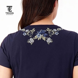 Women Embroidery T-<b>Shirts</b> Custom Casual Cotton Tees Stylish Floral Embroidered Tops Soft Comfortable <b>Shirts</b> for Daily Wear and - Product Image 2