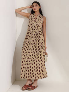 Vestido Maxi Boho con Estampado de Puntos, Cuello con Solapa, Corte Holgado, Transpirable, de Viscosa, Informal de Verano, con Bolsillos - Product Image 3