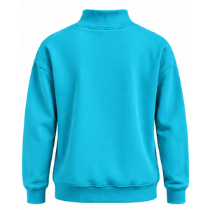 Sudadera de cuello alto azul turquesa para mujer, personalizada con estampado frontal, manga larga, estilo oversize, forro polar, informal, para invierno - Product Image 2