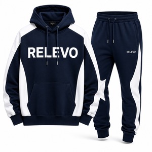 Nuevo Conjunto Casual de Invierno para Hombre de Dos Piezas con Media Cremallera, 100% Poliéster Transpirable con Patrón Geométrico, Alta Demanda - Product Image 5