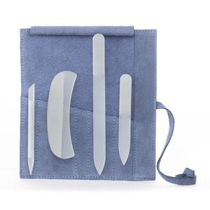 Étui à manucure en verre cristal sur mesure de qualité supérieure |   Organisateur de protection en daim |   Étui de voyage compact - Product Image 1