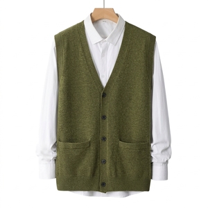 <b>Mens</b> Embroidered Logo <b>Cardigan</b> <b>Sweater</b> custom chest embroidery and ribbed cuffs Custom Knitwear Wholesale Manufacturer - Product Image 3