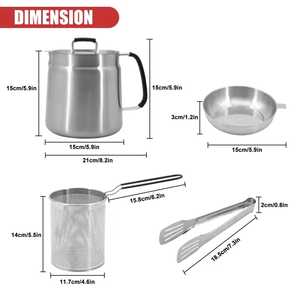 Pot à huile en acier inoxydable avec panier filtrant, récipient de stockage d'huile de cuisson avec couvercle - Product Image 1