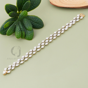 Lab Grown 5.71ct Marquise Princess Diamond 14KT Two Tone Gold Wide Tennis <b>Bracelet</b> Bold Shine Wedding Anniversary <b>Silver</b> Color - Product Image 1