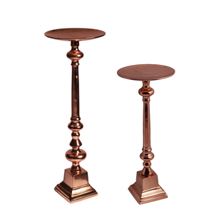 Nouveauté : Porte-bougie décoratif en aluminium pour la décoration de la maison, support de bougie pilier, finition cuivre, fait main, personnalisé, S/2 - Product Image 1