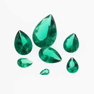 Pierre précieuse verte émeraude de laboratoire, taille poire, minérale naturelle, pour la fabrication de bijoux - Product Image 4