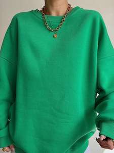 เสื้อฮู้ดดี้ผู้หญิงทรงโอเวอร์ไซส์ พิมพ์ลายพัฟฟ์ ผ้าฟลีซ 100% คอตตอน สตรีทแวร์ กันน้ำ ผ้าเฟรนช์เทอร์รี่ คอกลม สไตล์วินเทจ - Product Image 2