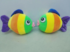 Venta al por mayor de fábrica: Muñeco de peluche de 7 pulgadas de pez tropical colorido, juguete de pez dorado, peluche de animal marino para máquina de grúas - Product Image 3