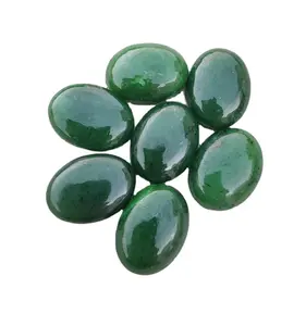 Calidad de exportación Premium 100% Jade de nefrita natural Cabujón de forma ovalada Parte posterior plana Piedras preciosas sueltas genuinas calibradas a granel - Product Image 1
