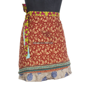 Indian <b>Beach</b> Wear 2 Layer Sari Silk <b>Wrap</b> Mini Skirts Vintage Sexy Mini Silk Sari Skirt Picture Of Mature Women Breathable Casual - Product Image 1