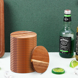 WDF Houten Onderzetter Petit Assiette En Bois Posavasos De Madera <b>Blank</b> Engraveable Acacia <b>Wooden</b> Coasters Sets with Holder - Product Image 1