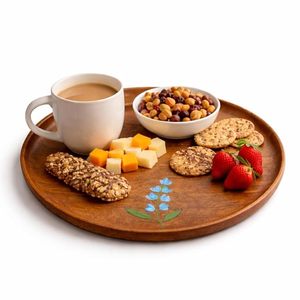 Plateau de service en bois brun avec finition attrayante pour la maison, les cafés et les hôtels, idéal pour le service. - Product Image 3