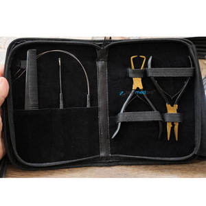 Professional Hair Extension Tool Kit Gold Finish Micro Ring <b>Pliers</b> Loop Needle Hook Comb Compact Salon Installation <b>Set</b> - Product Image 2