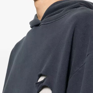 Pakistan Made Oversized Distressed Hoodie Garment Wash Cotton Fleece Streetwear Low MOQ OEM ODM Supplier - Product Image 4