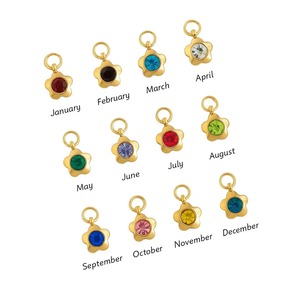 Breloque Pierre de Naissance Saphir Plaqué Or, Pendentif Fleur 12 Mois avec Pierre de Cristal Colorée, Breloque Faite à la Main pour la Fabrication de Bijoux - Product Image 6