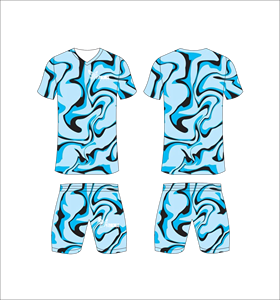 Conjunto de Uniforme de Fútbol Personalizado con Sublimación de Camuflaje Azul, Cuello en V, Manga Corta, Absorbe la Humedad, Uniforme Deportivo para Verano - Product Image 1