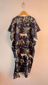 Robe kaftan en coton indien à imprimé floral animalier, vêtements de détente grandes tailles - Product Image 4