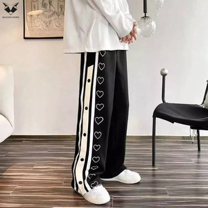 Pantalon de jogging ample pour homme, coupe décontractée, style streetwear, noir et blanc - Product Image 5