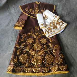 Ensemble de vêtements liturgiques orthodoxes personnalisés, robe liturgique de luxe brodée d'or pour cérémonie religieuse - Product Image 1