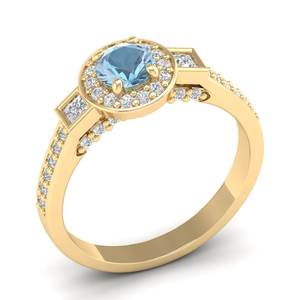 Anillo de Compromiso REYES Exclusivo de Plata de Ley 925 con Moissanita Certificada GRA, Corte Redondo, 0.5 Quilates, Gema de Aguamarina - Product Image 2