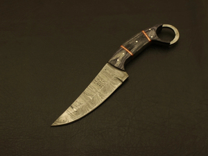 Drop Point Hunting Knife Damascus Steel Blade Wood Handle 0.6mm Thickness Straight Edge DIY Grade - Product Image 3