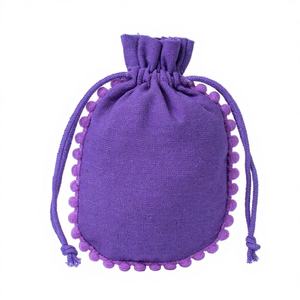 Handmade Purple Cotton Indian <b>Drawstring</b> Adjustable Fashionable Jewelry <b>Pouch</b> 3x4 Inches Custom Logo Wedding Favor Gift - Product Image 1
