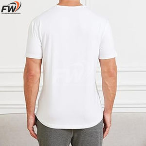 T-shirts pour hommes en coton 100% de haute qualité OEM, surdimensionnés, vente en gros, bonne qualité, couleur unie. - Product Image 4