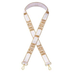 <b>Bride</b> Customized White Gold Seed Bead <b>Bag</b> Straps 'Hook Em Horns' Fashionable Accessory Beaded Purse Strap - Product Image 1