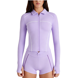 2026 New Arrival Casual Set Long-Sleeve <b>Knee</b>-Length Sports-Style Fitness Top and Zip-Up Sun Protection Jacket 2-Piece Set - Product Image 1